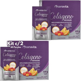 Colágeno Hidrolisado Verisol Sanavita Kit 2x 90 Sachês Sabor Frutas Amarelas Pele, Cabelos e Unhas