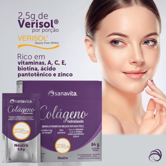 Colágeno Hidrolisado Verisol Sanavita Kit 3x 90 Sachês Pele, Cabelos e Unhas