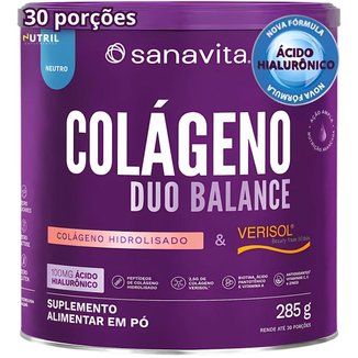 Colágeno Verisol em Pó Duo Balance Sanavita Hidrolisado Verisol e Ácido Hialurônico Pele Corpo