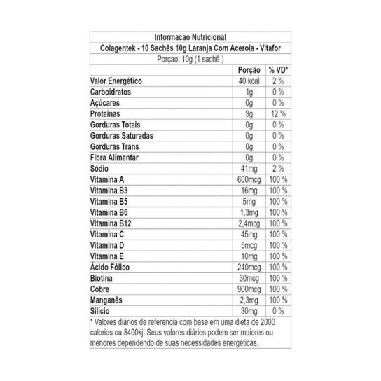 COLAGENTEK 30 SACHES - VITAFOR (SORTIDOS)