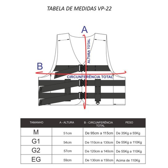 Colete Salva Vidas Homologado Nylon VP22 Vopen
