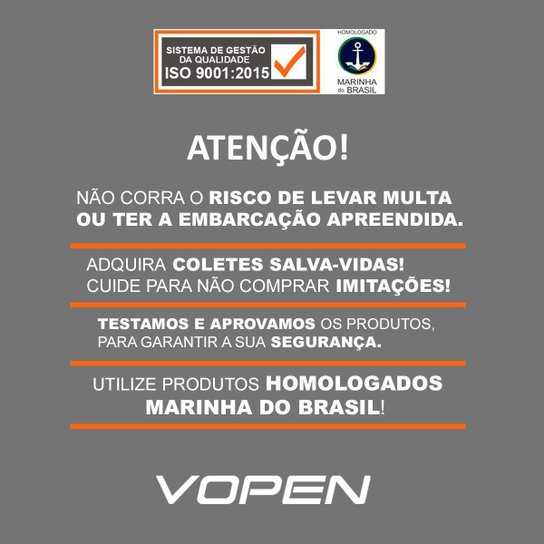 Colete Salva Vidas Homologado Nylon VP22 Vopen