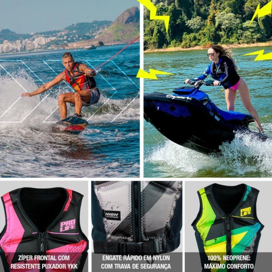 Colete Salva Vidas Slim Hydro Citrus Prolife Jet Wake Lancha