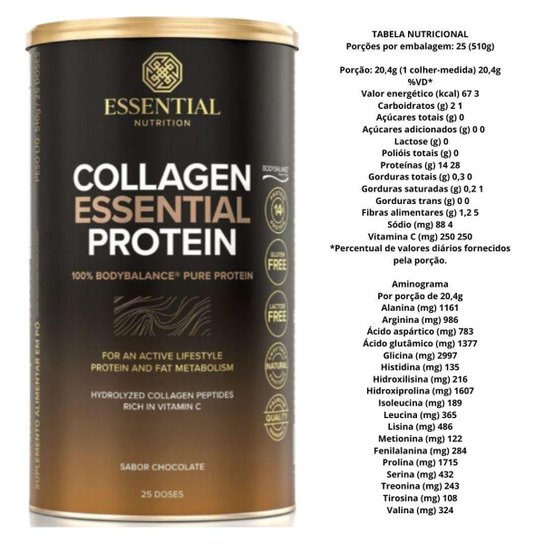 Collagen Essential Protein - Chocolate - 510g - Essential Nutrition