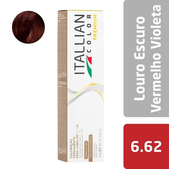 Coloração Permanente Itallian Color Profissional Louro Escuro Vermelho Violeta 6.62
