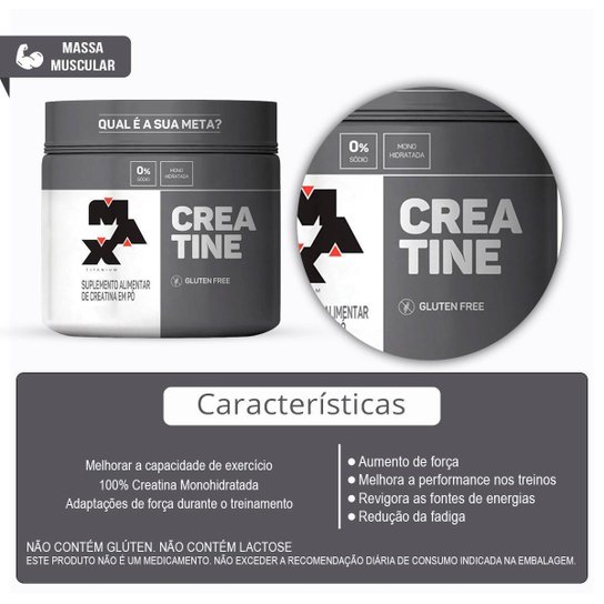 Combo 100% Whey 900g, Creatina 150g e Bcaa 60c Max Titanium