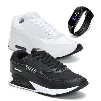 Combo 2 Pares Tênis Masculino RS6 Caminhada e Corrida + Relógio