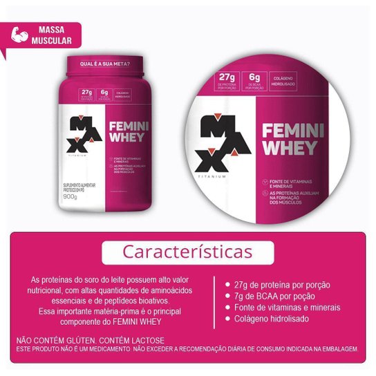 Combo 2 Unidades Femini Whey 900g Suplemento Original