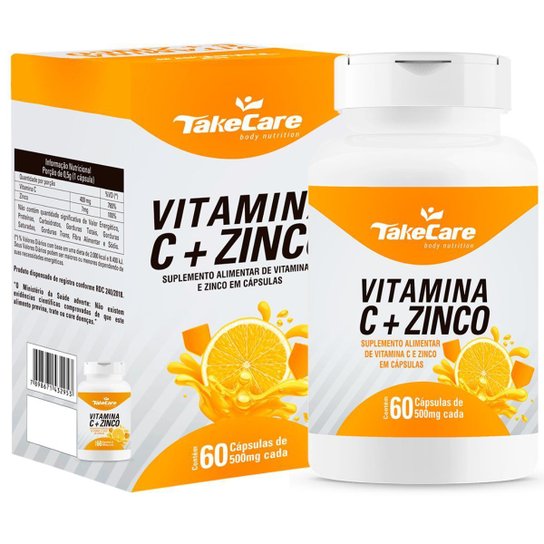 COMBO 2 VITAMINA C 500MG + ZINCO 7MG 60 CAPS CADA TAKE CARE