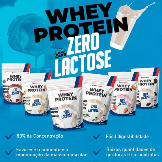 Combo 2 Whey Protein Concentrado Zero Lactose Morango 900g NEWNUTRITION