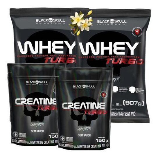 Combo 2x Whey Protein Turbo+ Creatina Black Skull