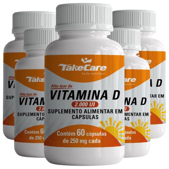 COMBO 5 VITAMINA D3 COLECALCIFEROL 2000UI 60 CAPS CADA TOTAL 300 CAPSULAS - TAKE CARE