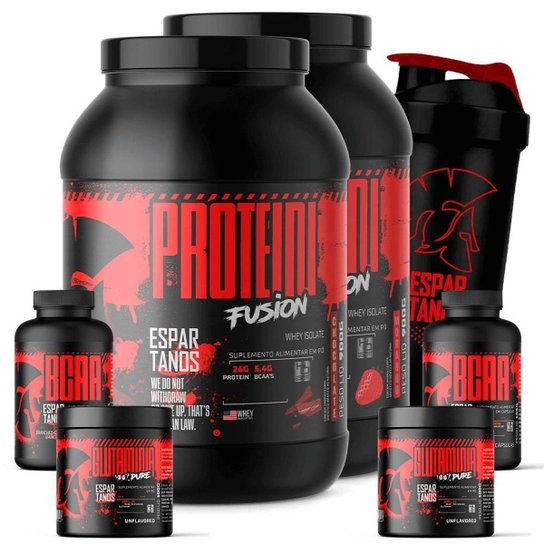 Combo Duplo Whey Protein Fusion + 2x Bcaa + 2x Glutamina + Shaker
