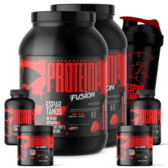 Combo Duplo Whey Protein Fusion + 2x Bcaa + 2x Glutamina + Shaker