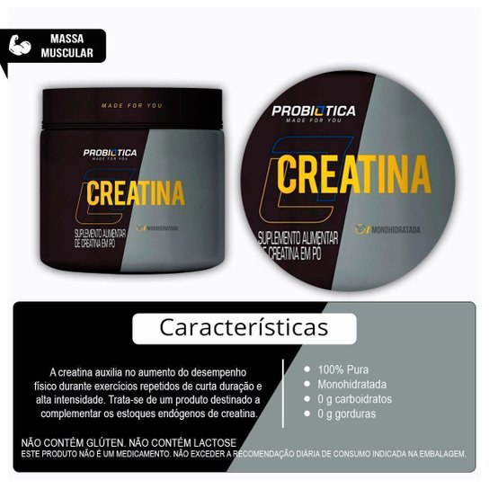 Combo Whey 100% Pure 900g e Creatina Pura 100g Probiótica