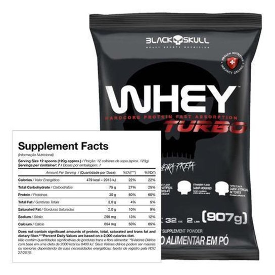 Combo Whey Protein Turbo + Creatina + Bcaa Kit Black Skull