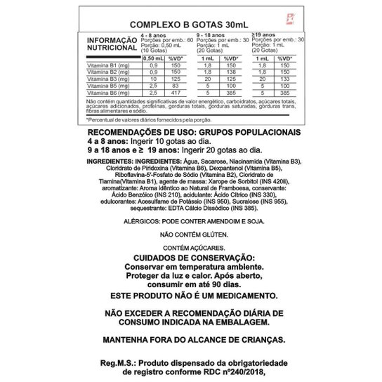 COMPLEXO B EM GOTAS COM 5 VITAMINAS 30ML – ARTE NATIVA