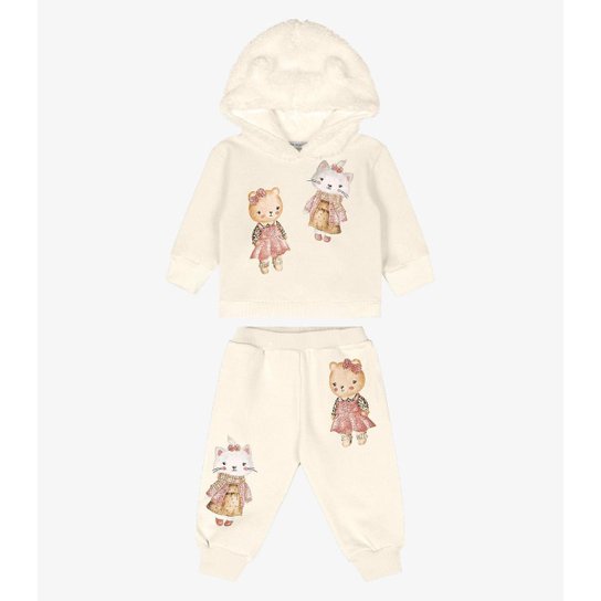 Conjunto blusão com capuz e calça Trick Nick Bege