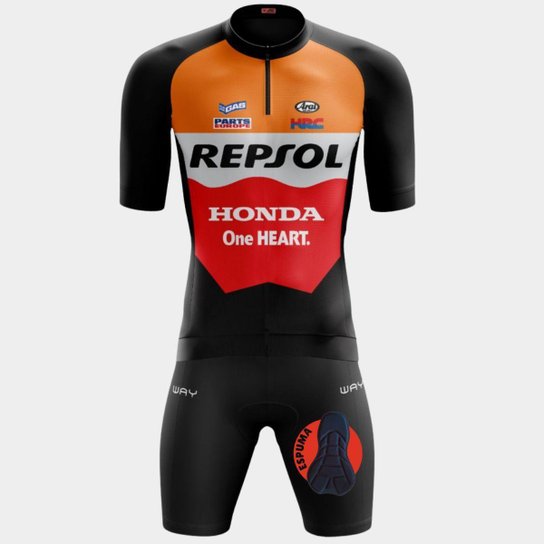 Conjunto Camisa de Ciclismo PRO Manga Curta e Bermuda De Forro Espuma