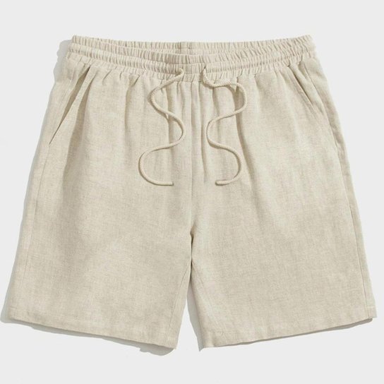 Conjunto Camiseta Oversized Streetwear e Short Bermuda Linho Casual Masculino Basico Praia