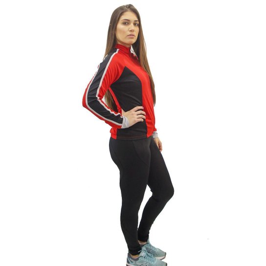 Conjunto Ciclismo Feminino DA Modas – Camiseta Manga Longa com Proteção UV + Calça Acolchoada