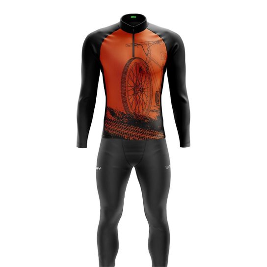 Conjunto Ciclismo Masculino Inverno - Camisa Manga Longa + Calça de Gel