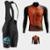 Conjunto de Ciclismo Masculino Camisa Bike Laranja PRO Manga Longa Bolso Traseiro e Bretelle Gel - Laranja
