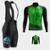 Conjunto de Ciclismo Masculino Camisa Bike Verde PRO Manga Longa Bolso Traseiro e Bretelle Gel - Verde