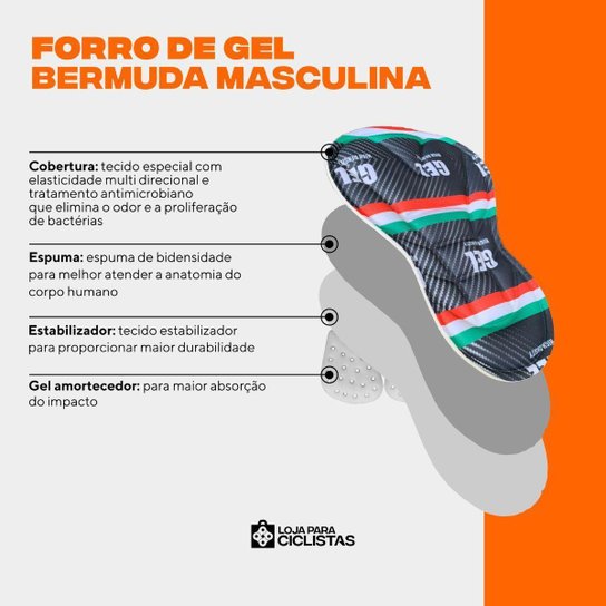 Conjunto de Ciclismo Masculino PRO Camisa Manga Longa e Bermuda Forro Gel Proteção Uv