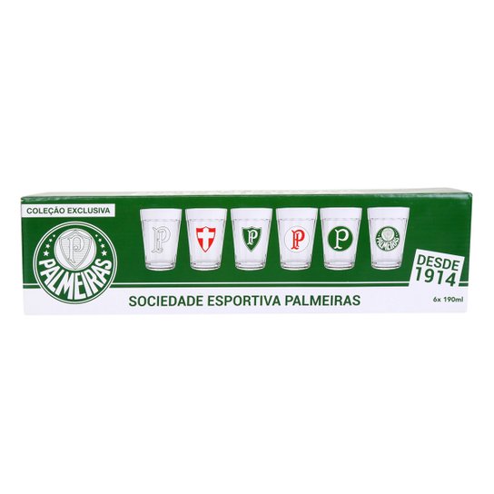 Conjunto de Copos Americano Palmeiras Allmix 190 ml - 6 Unidades