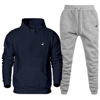 Conjunto de Moletom Blusa e Calça Masculino Flanelado 50% Poliester 50% Algodao Inverno Macio