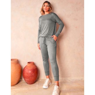 Conjunto feminino fitness de malha para treino corrida e esportes