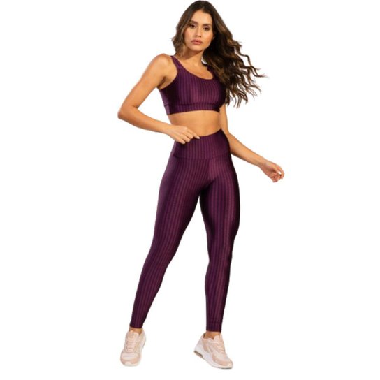 Conjunto Fitness Feminino Vekyo New Zig 3D – Top e Calça para Academia e Treino