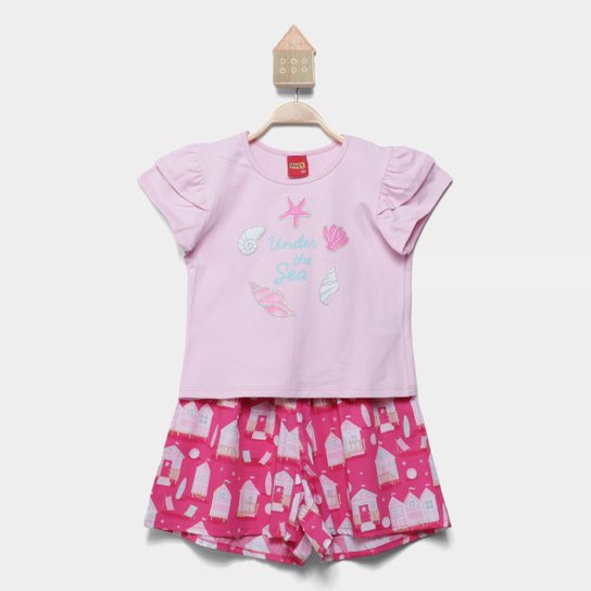 Conjunto Infantil Kyly Mar Camiseta + Short Menina