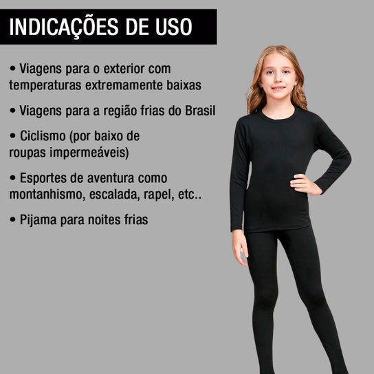 Conjunto Infantil Segunda Pele Blusa e Calça Frio Térmica Menino Menina