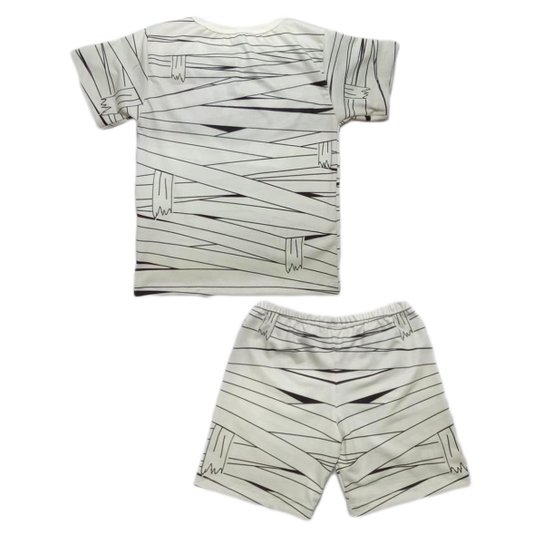 Conjunto Infantil Temático Fantasia Múmia Com Camiseta e Short