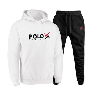 Conjunto Moletom Masculino Abrigo Polo Capuz e Bolsos