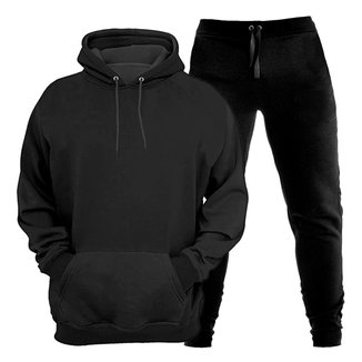 Conjunto Moletom Plus Size Blusa Canguru e Calça Plus Size Liso Masculino Feminino
