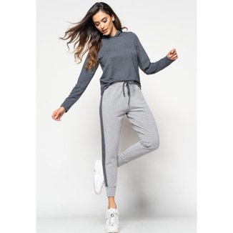 Conjunto Salvatore Comfy Casaco Capuz e Jogger Moletinho Feminino