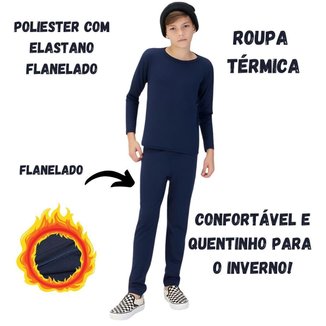 Conjunto Térmico Segunda Pele Flanelado Quentinho Inverno Calça Blusa Juvenil Unissex 04-16
