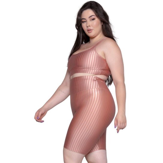 Conjunto Top e Bermuda Plus Size New Zig 3D Bella Fiore Treino Cor:;Tamanho:48;Gênero:Feminino