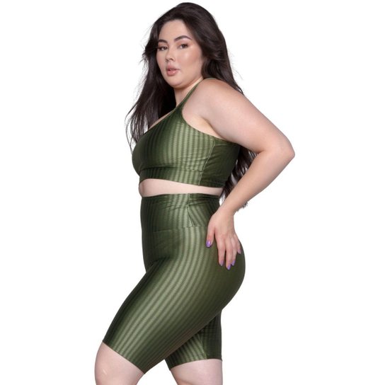 Conjunto Top e Bermuda Plus Size New Zig 3D Serra e Mar Básico Cor:;Tamanho:50;Gênero:Feminino