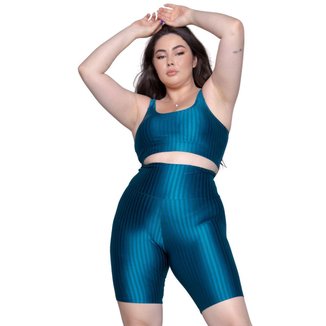 Conjunto Top e Bermuda Plus Size New Zig 3D Vekyo Treino Fitness Cor:;Tamanho:50;Gênero:Feminino
