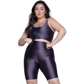 Conjunto Top e Bermuda Plus Size New Zig 3D Vekyo Treino Fitness Cor:;Tamanho:50;Gênero:Feminino