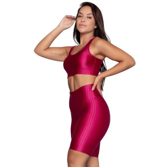 Conjunto Top e Bermuda Plus Size New Zig 3D Vekyo Treino Fitness Cor:;Tamanho:50;Gênero:Feminino
