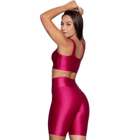 Conjunto Top e Bermuda Plus Size New Zig 3D Vekyo Treino Fitness Cor:;Tamanho:50;Gênero:Feminino