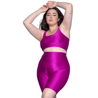 Conjunto Top e Bermuda Plus Size New Zig 3D Vekyo Treino Fitness Cor:;Tamanho:50;Gênero:Feminino