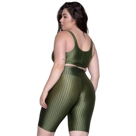 Conjunto Top e Bermuda Plus Size New Zig 3D Vekyo Treino Fitness Cor:;Tamanho:50;Gênero:Feminino