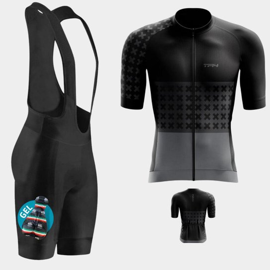 Conjunto Way de Ciclismo Camisa Premium Zíper Total e Bretelle com Forro Gel Pedal Mtb