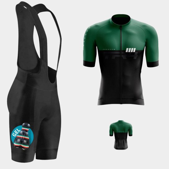 Conjunto Way de Ciclismo Camisa Premium Zíper Total e Bretelle com Forro Gel Pedal Mtb